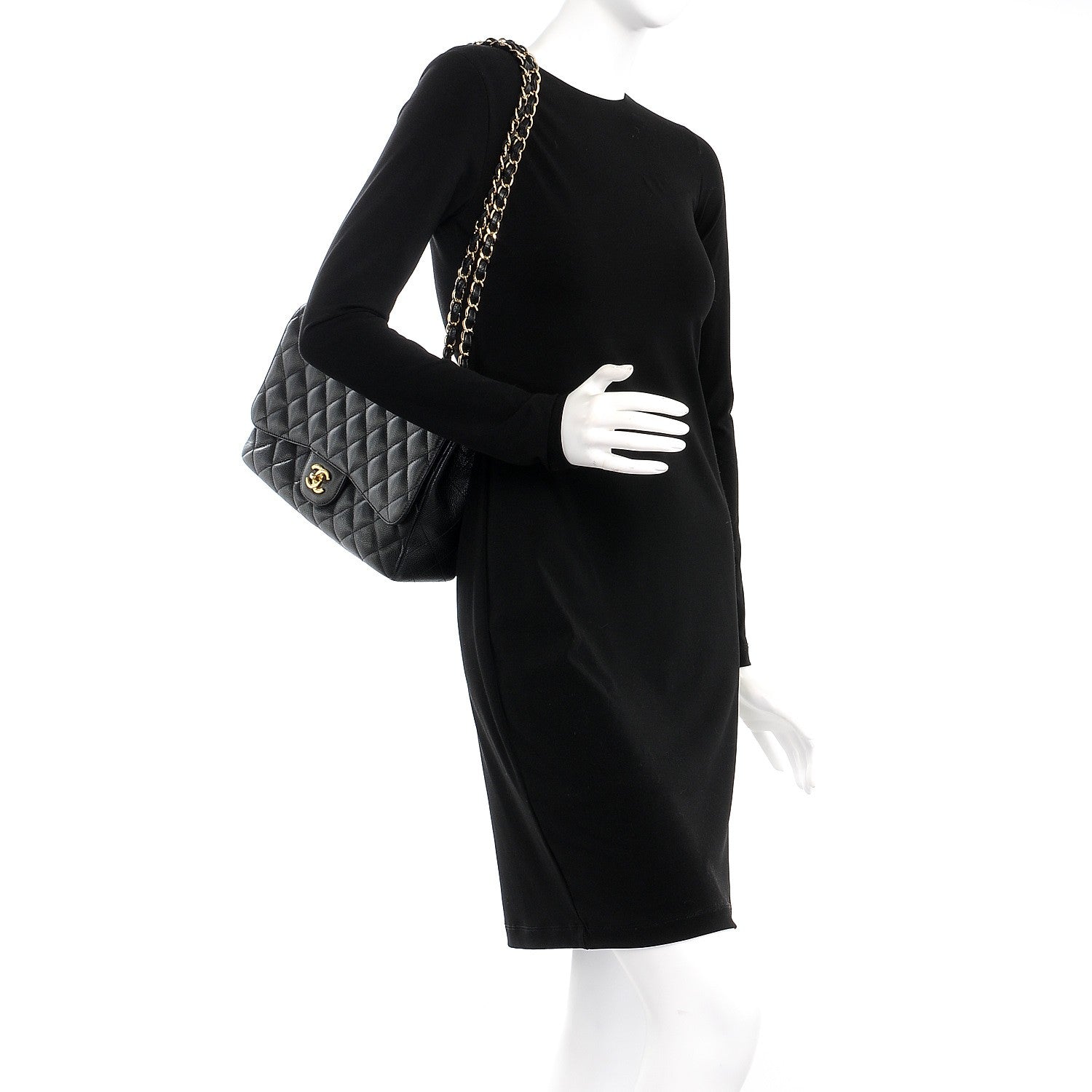 Chanel Caviar Quilted Jumbo Single Flap Black 3 of 8