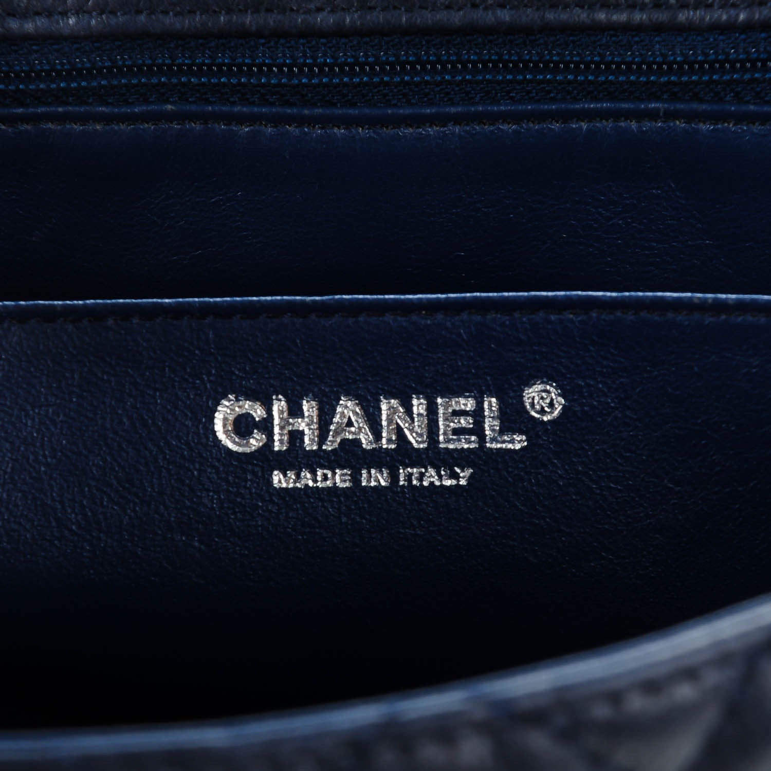 Chanel Washed Caviar Quilted Jumbo Single Flap Navy 6 of 6