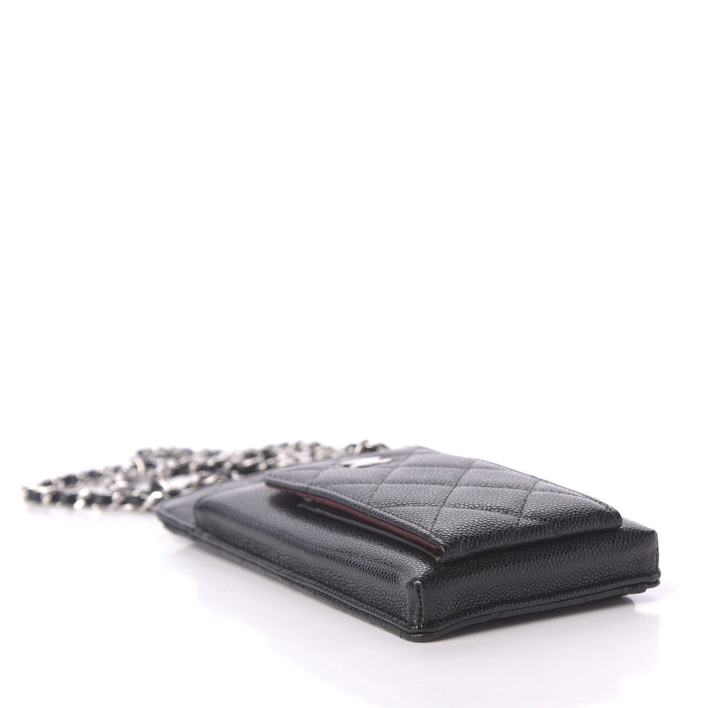 Caviar Quilted Zip Phone Case Black