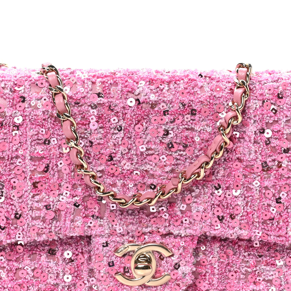 Chanel Sequin Small Single Flap Pink Dark Pink 8 of 11