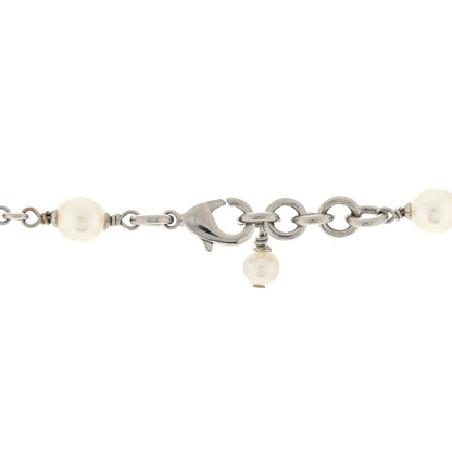 Chanel Crystal Pearl CC Long Necklace Silver 3 of 3