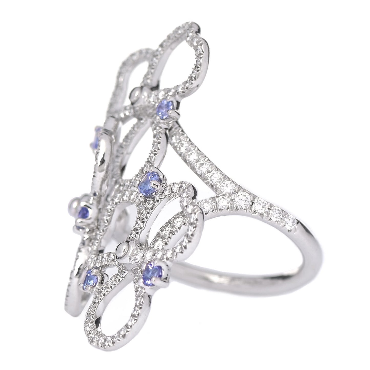 Platinum Diamond Tanzanite Paper Flowers Open Cluster Ring 50 5.5
