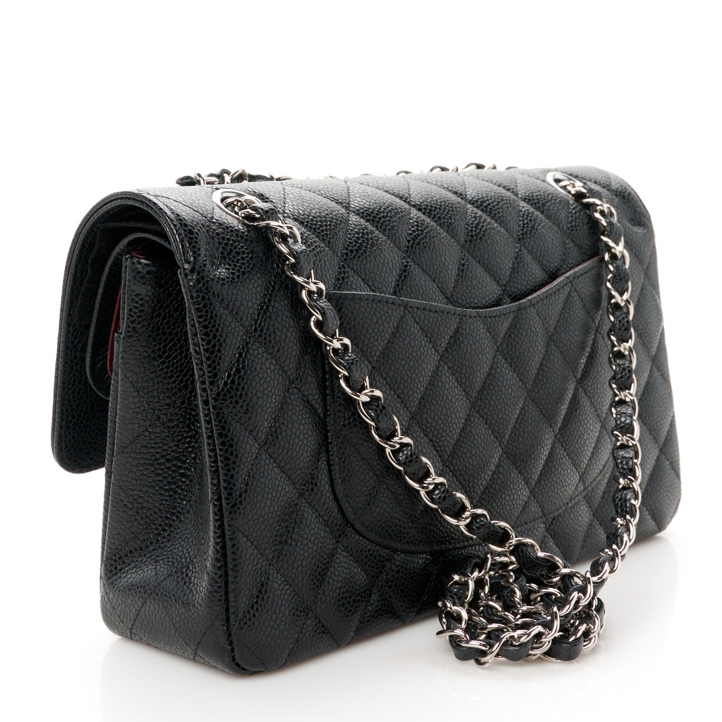 Caviar Quilted Medium Double Flap Black