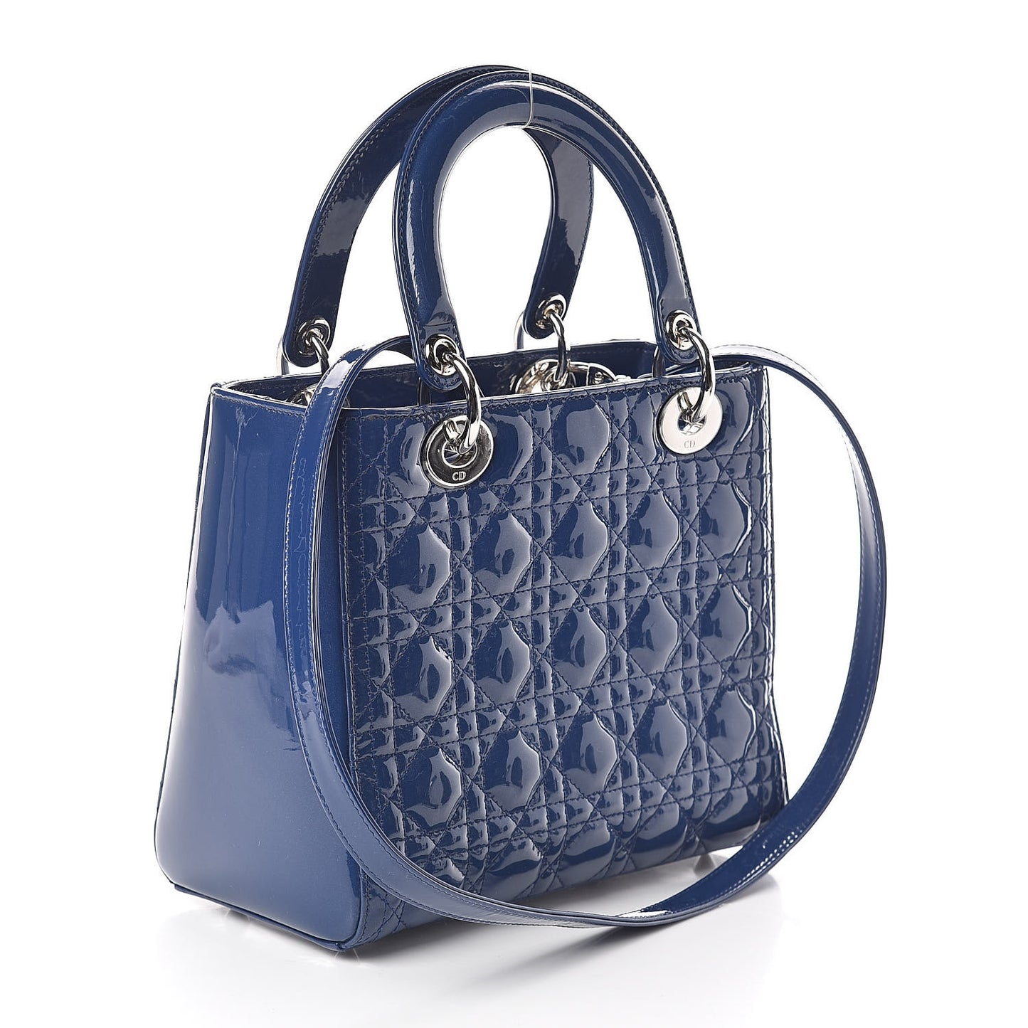 Patent Cannage Medium Lady Dior Blue