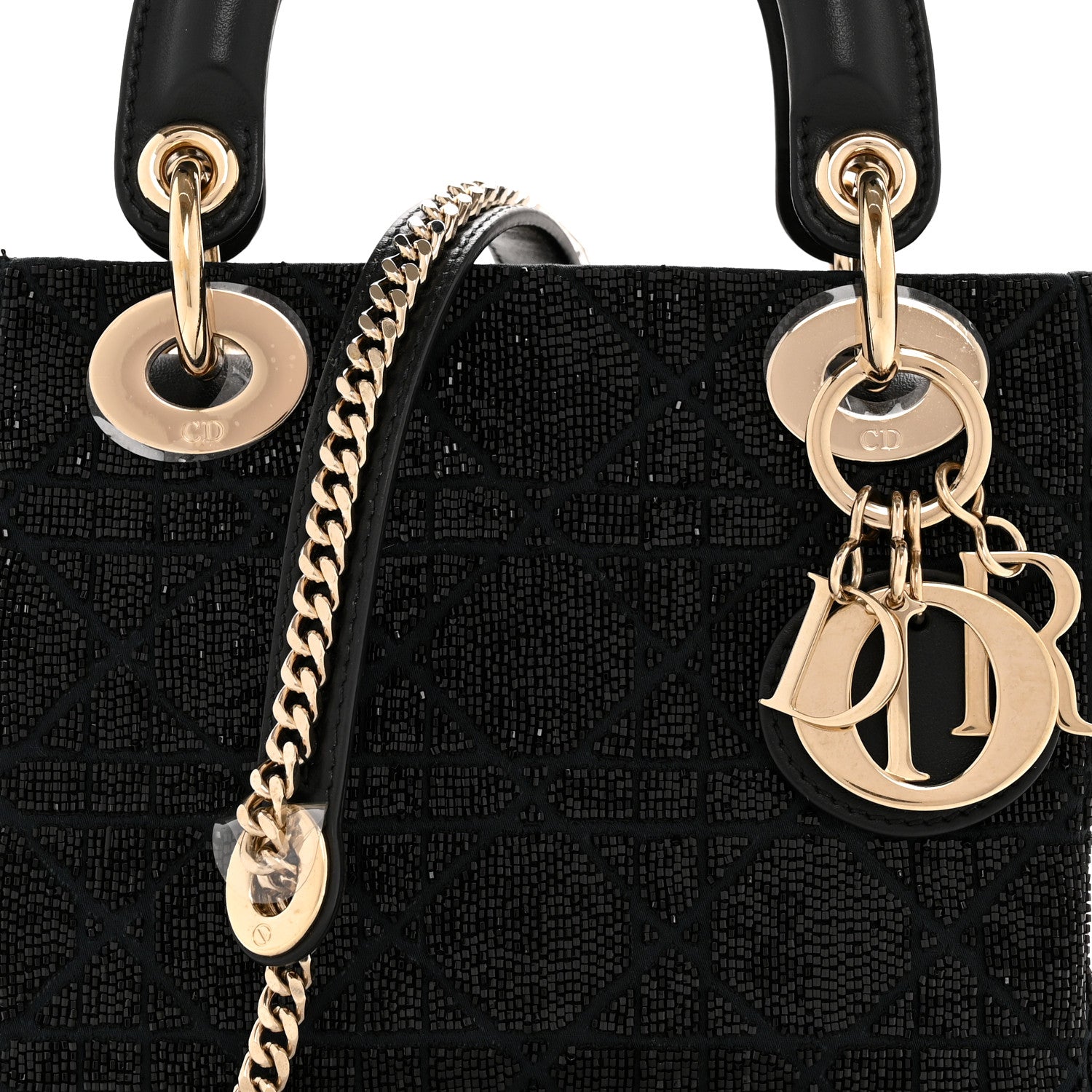 Christian Dior ブラックパーティーバッグ Christian Dior Lady D-Joy Bag Beaded Embroidered Satin Small 260635