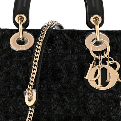 Christian Dior Lambskin Cannage Beaded Embroidery Mini Lady Dior Black 8 of 13