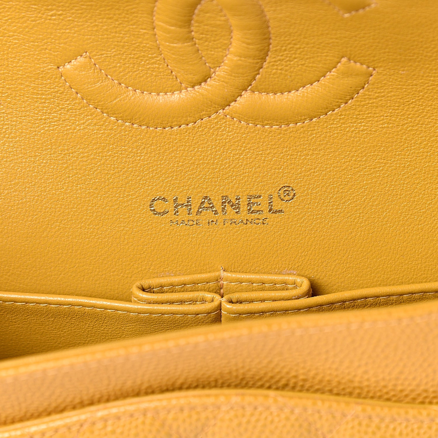 Chanel Caviar Quilted Medium Double Flap Yellow 5 of 11