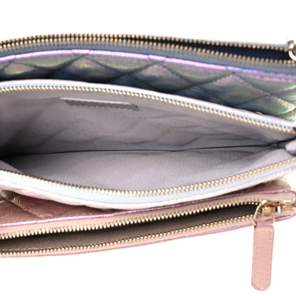 Chanel Iridescent Crumpled Calfskin Trio Cosmetic Case Blue Pink Ivory 6 of 12