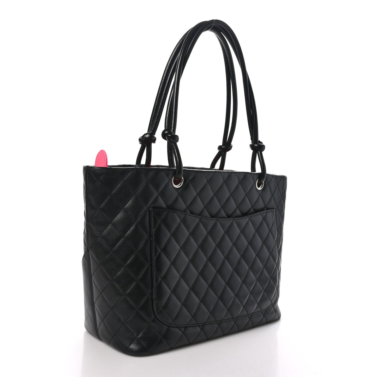 Calfskin Quilted Large Cambon Tote Black White