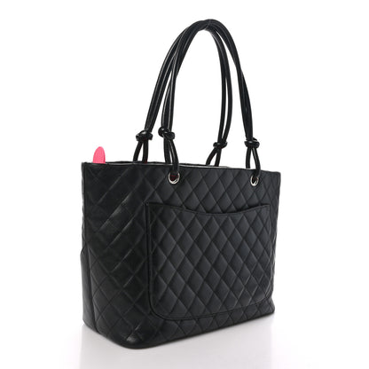 Chanel Calfskin Quilted Large Cambon Tote Black White 3 of 10
