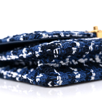 Chanel Tweed Quilted Chanel 19 Wallet On Chain WOC Blue White Navy Blue 9 of 11