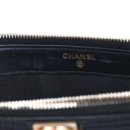 Chanel Caviar Chevron Small Boy Clutch With Chain Black 4 of 5
