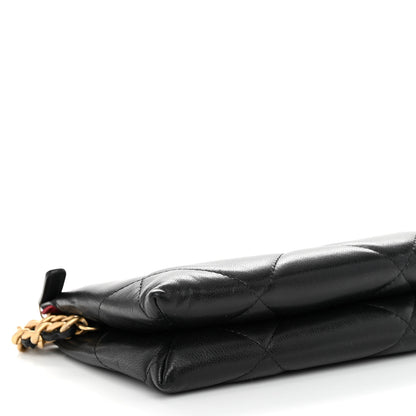 Chanel Shiny Goatskin Quilted Small Chanel 19 Pouch With Handle Black 8 of 9