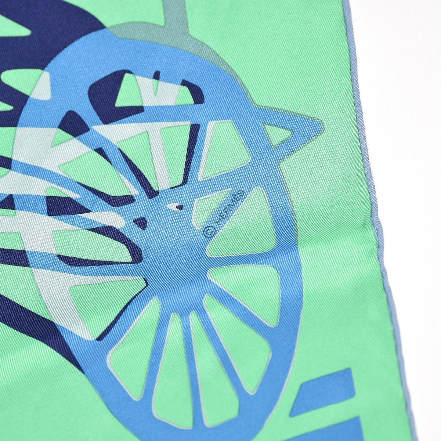Silk Caleche Elastique Scarf 70 Vert Vif Bleu Jaune