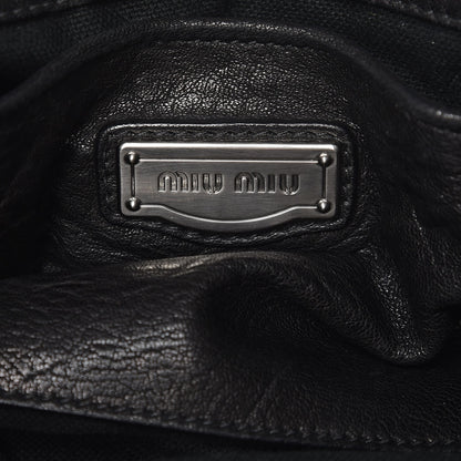 Miu Miu Goatskin Madras Convertible Tote Nero Black 6 of 15