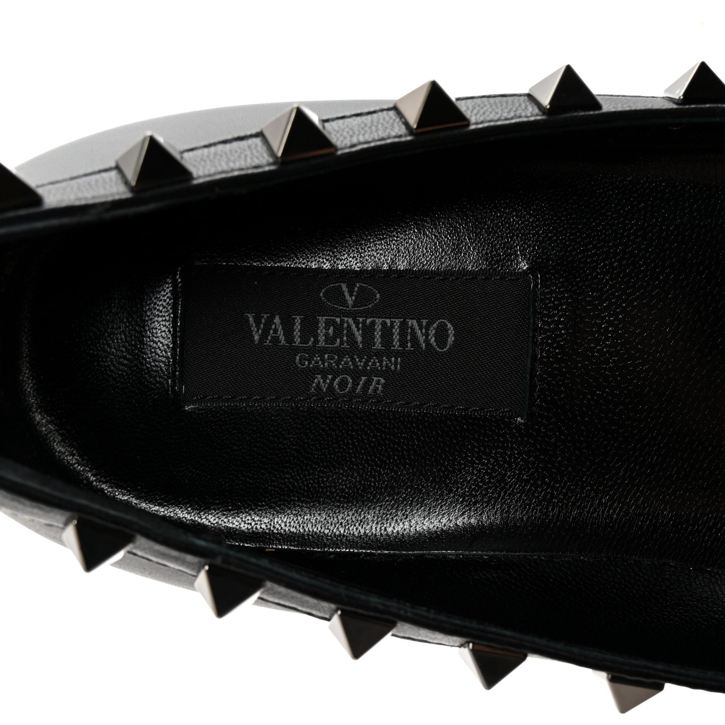Calfskin Lacquered Monochrome Rockstud Ballerina Flats 38 Black