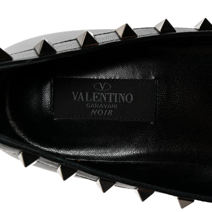 Valentino Garavani Calfskin Lacquered Monochrome Rockstud Ballerina Flats 38 Black 8 of 9