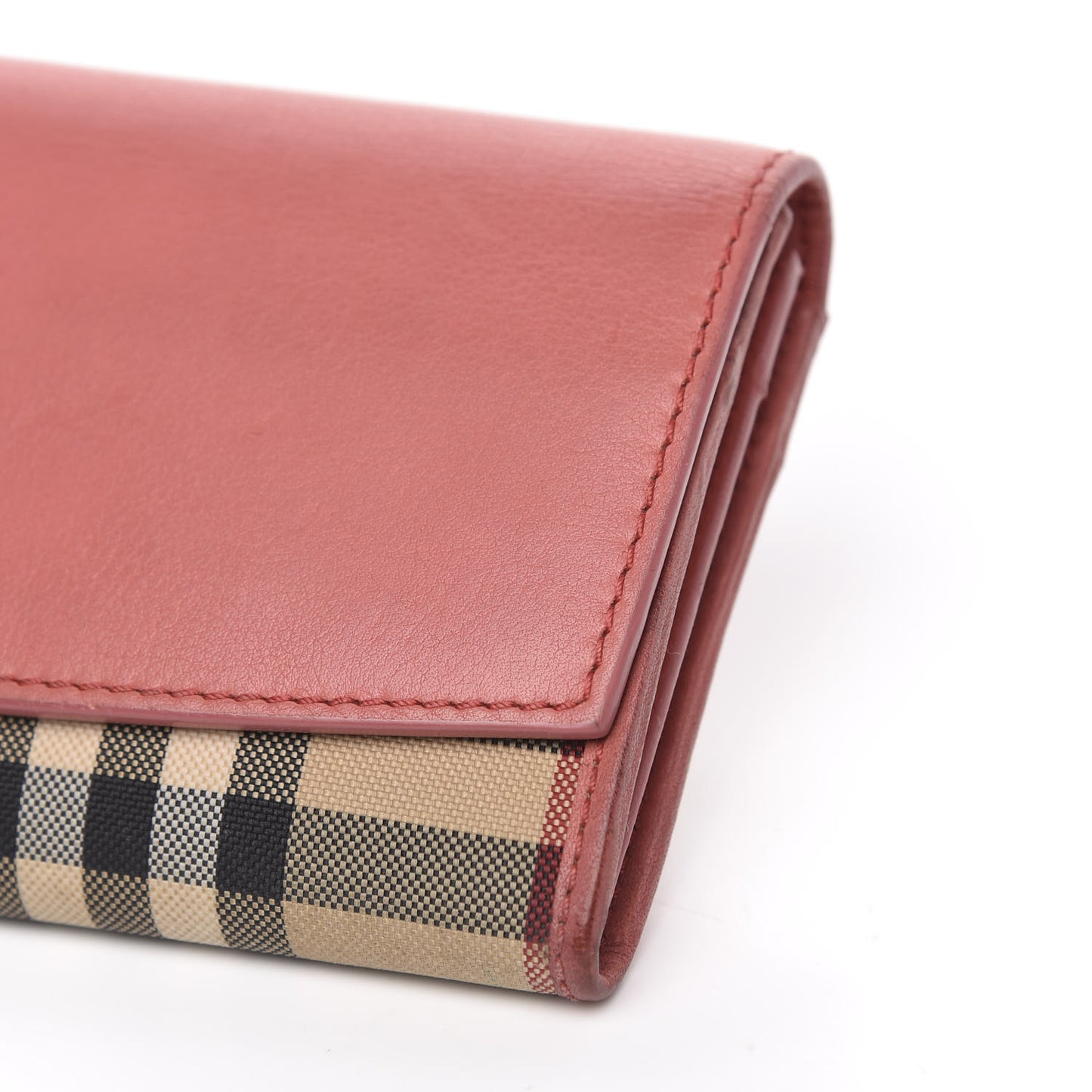 Calfskin Horseferry Check Porter Continental Wallet Coral Pink