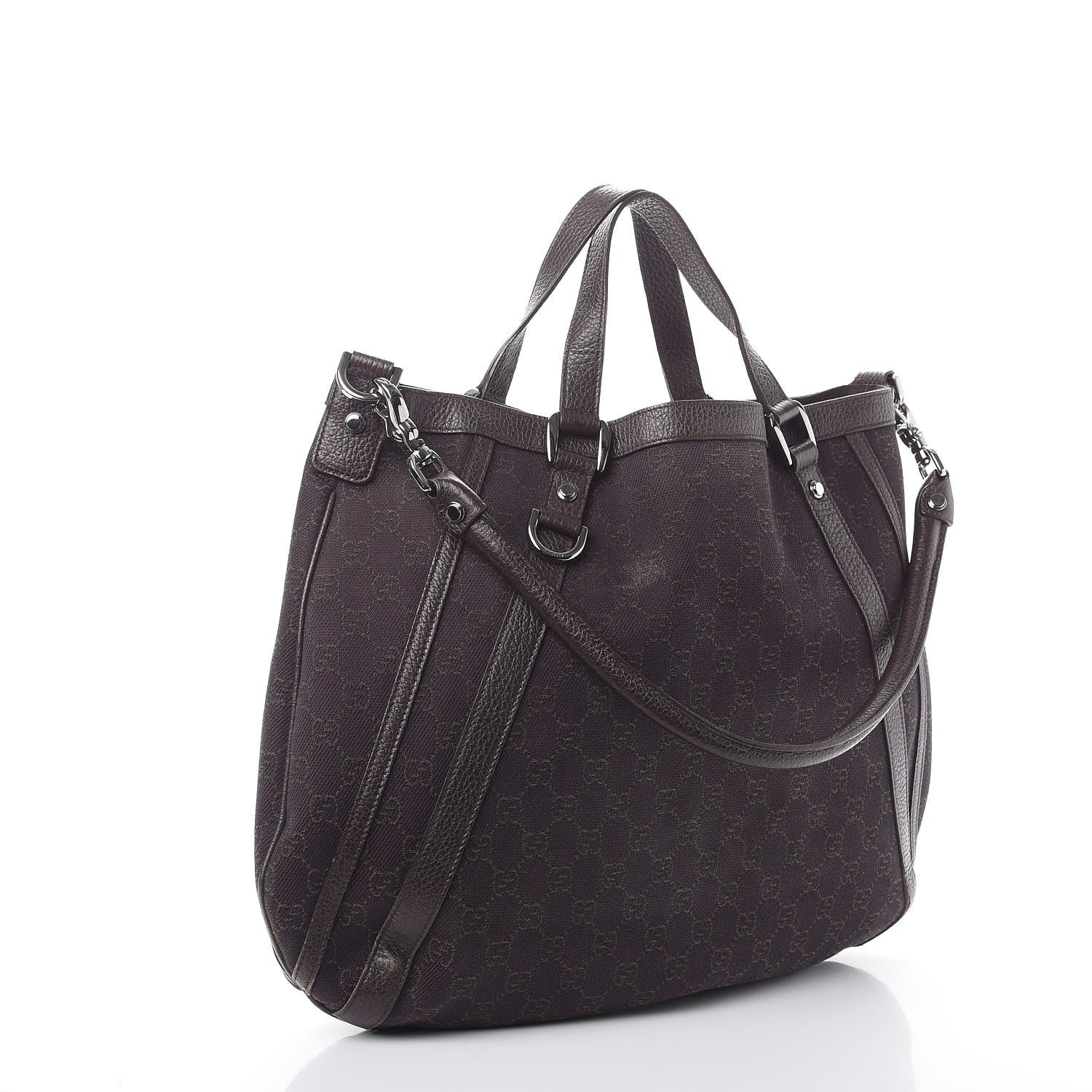 Gucci Monogram Medium Abbey Convertible Tote Dark Brown 3 of 12