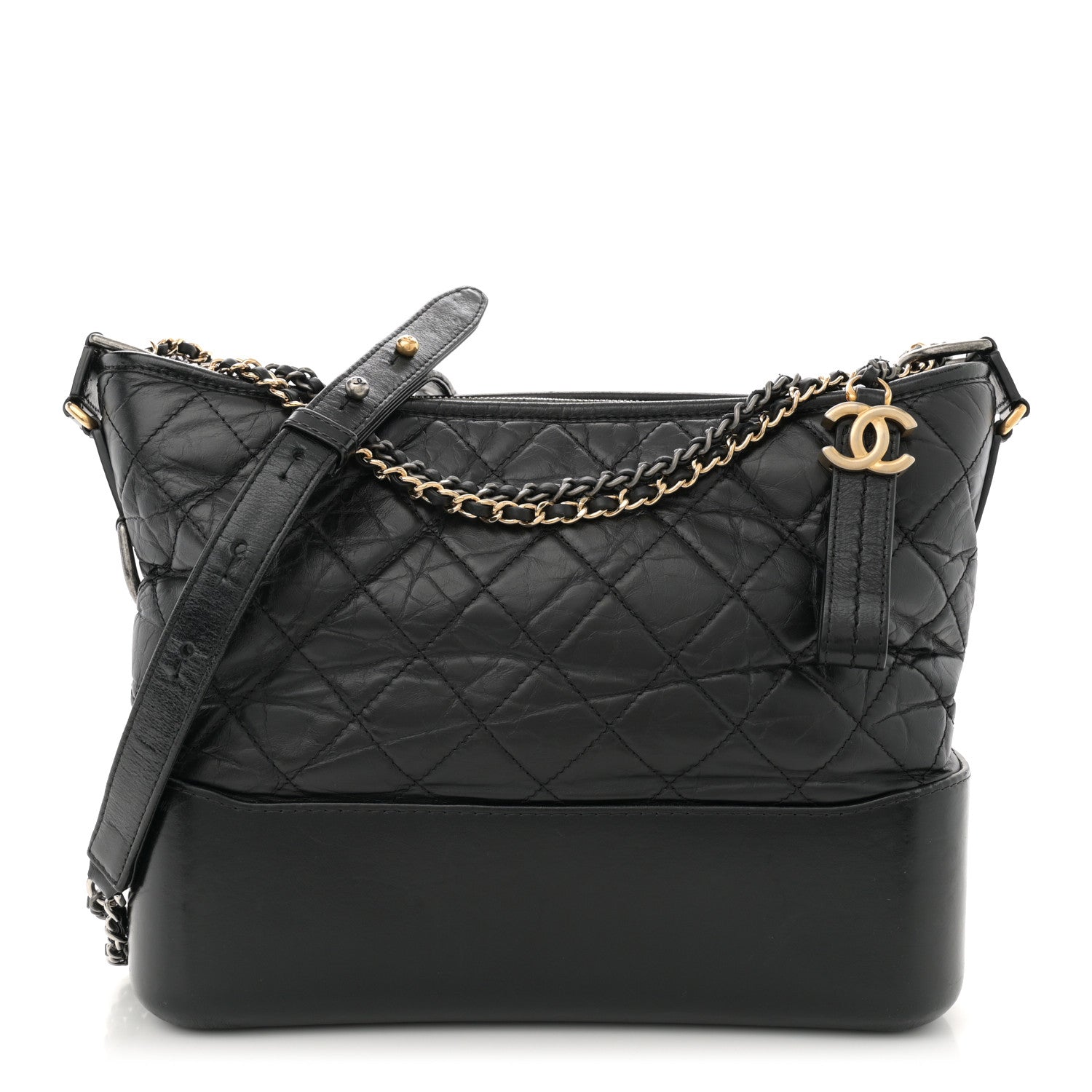 Chanel Aged Calfskin Quilted Medium Gabrielle Hobo Black 1 of 13