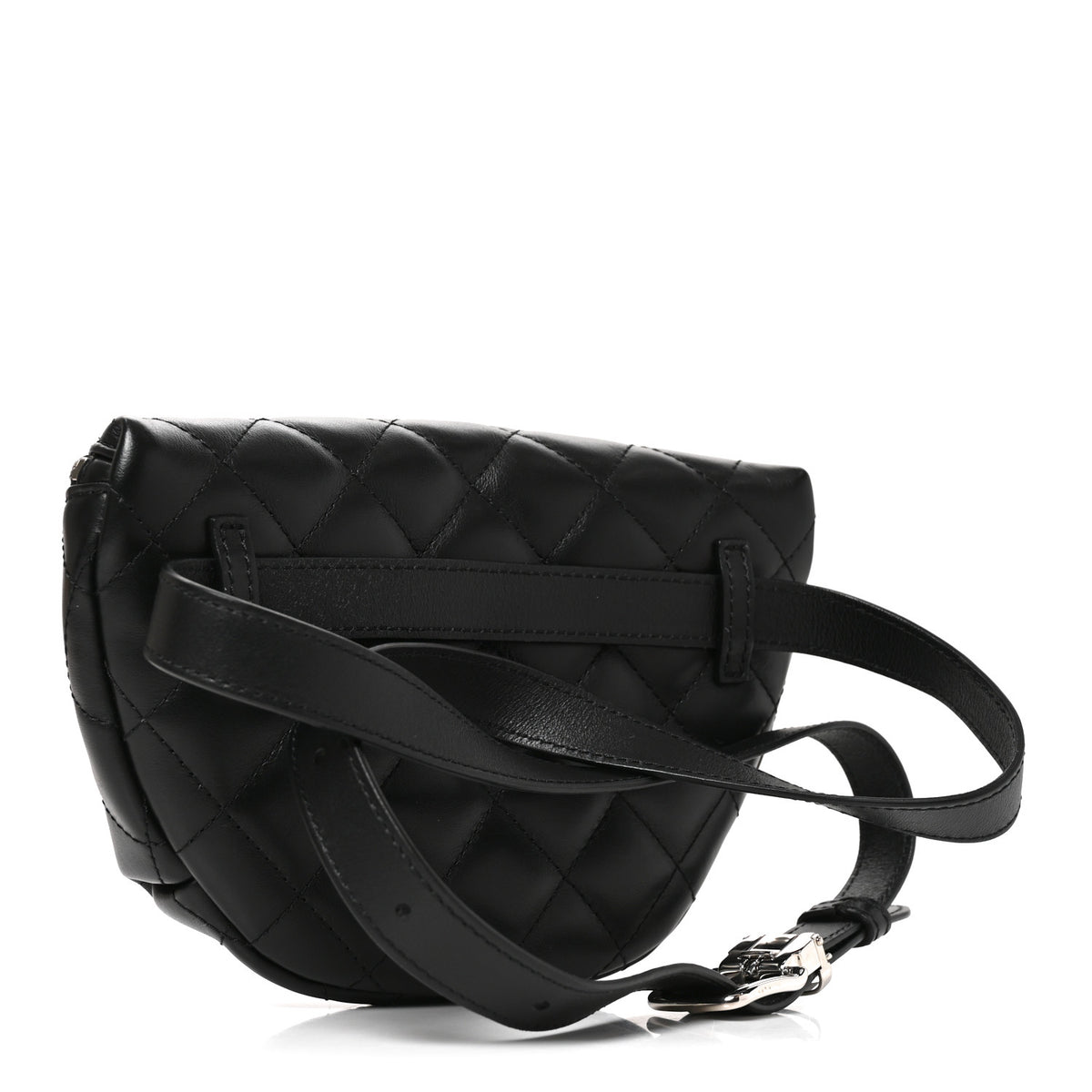 Calfskin Quilted Uniform Waist Belt Bag Black