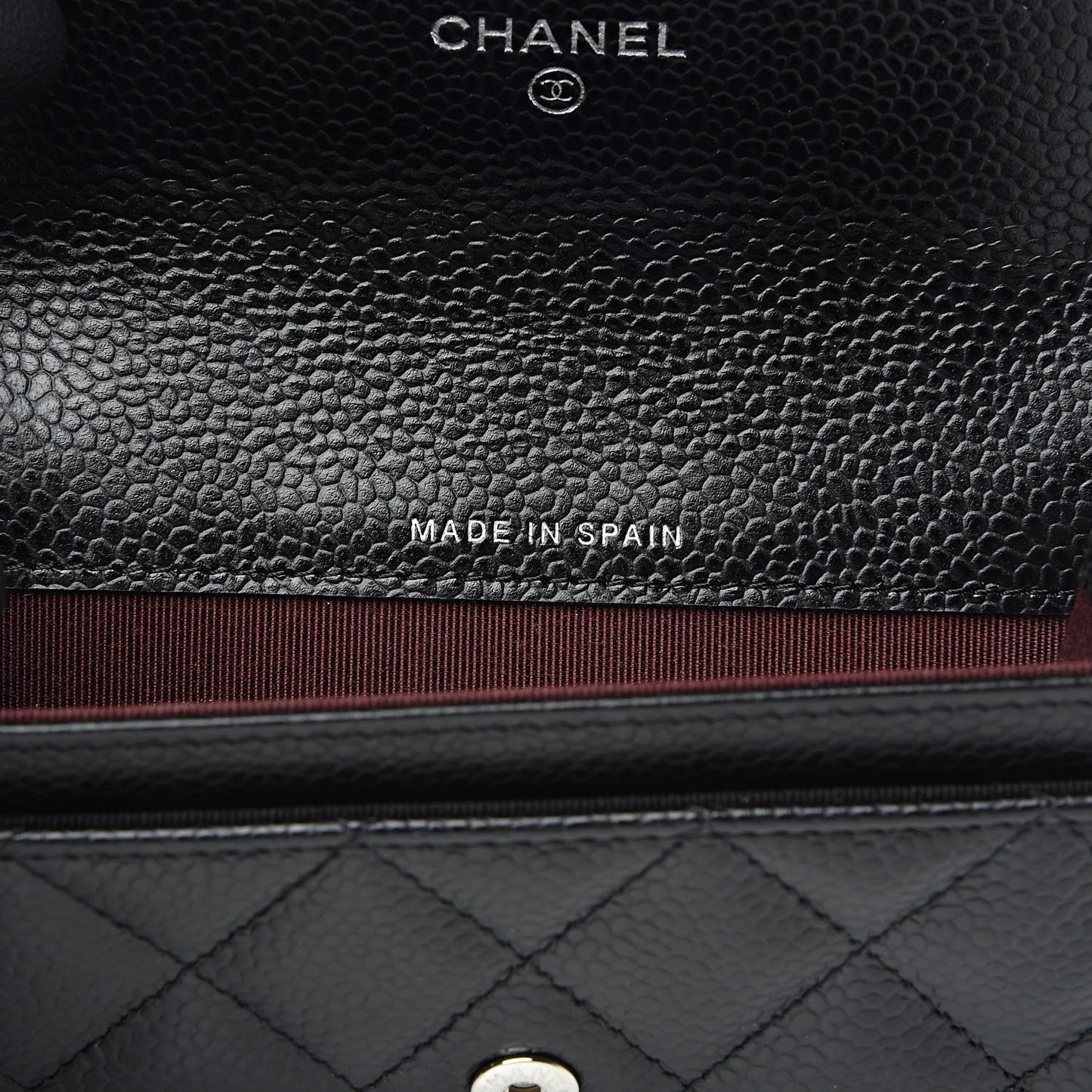 Caviar Quilted Flap Card Holder Wallet Black