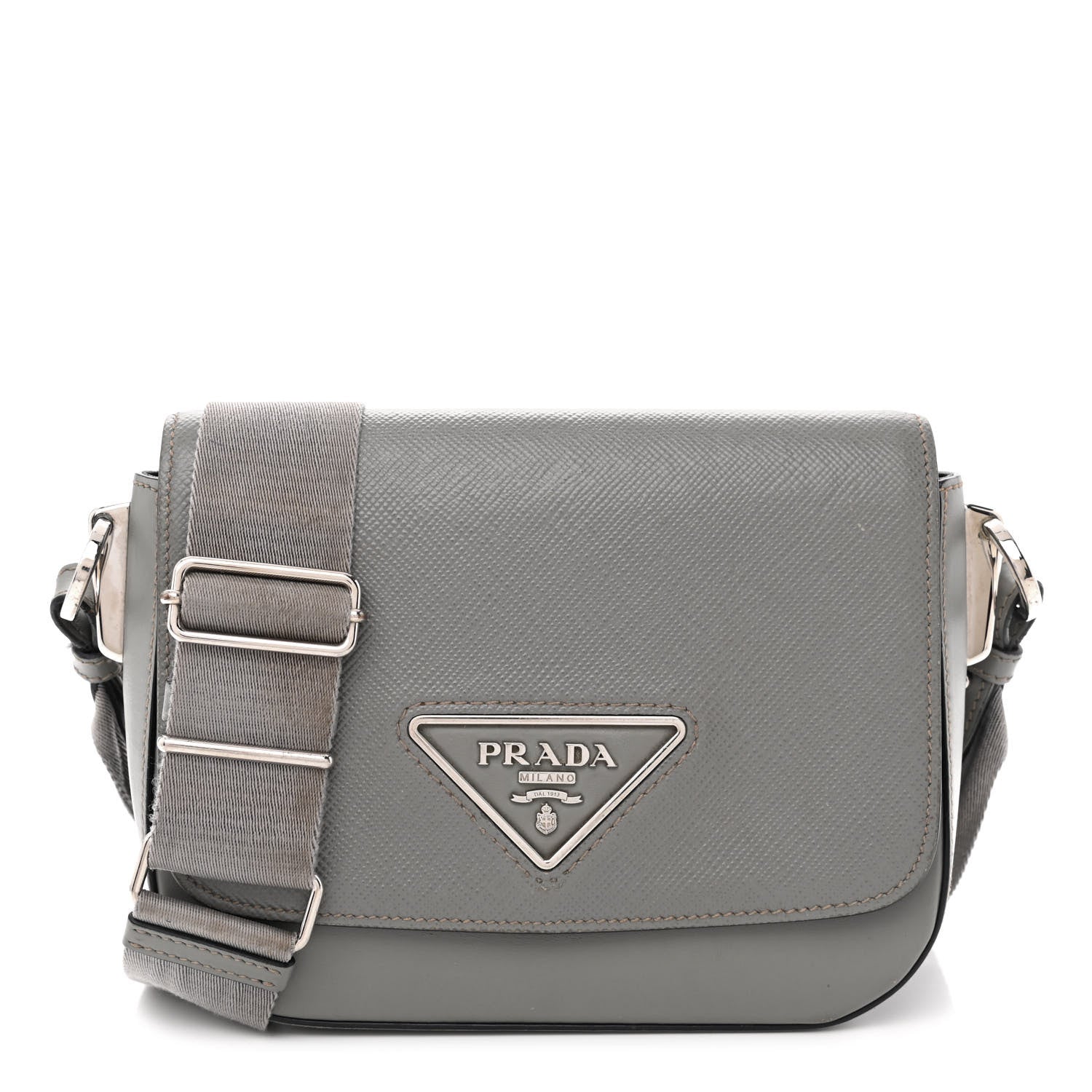 Prada Saffiano Cuir Identity Shoulder Bag Ardesia 1 of 13