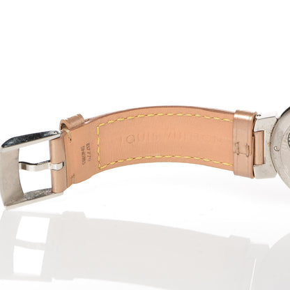 Louis Vuitton Stainless Steel Vernis Diamond 34mm Tambour Bijou Quartz Watch Beige 8 of 11