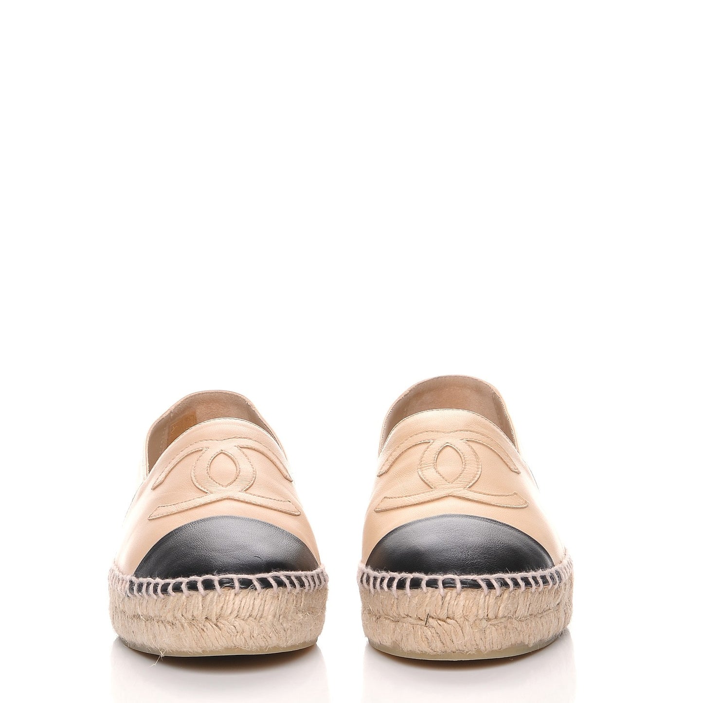 Lambskin CC Espadrilles 38 Beige Black