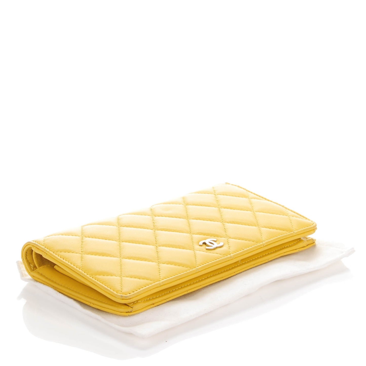 Lambskin Quilted Yen Wallet Yellow