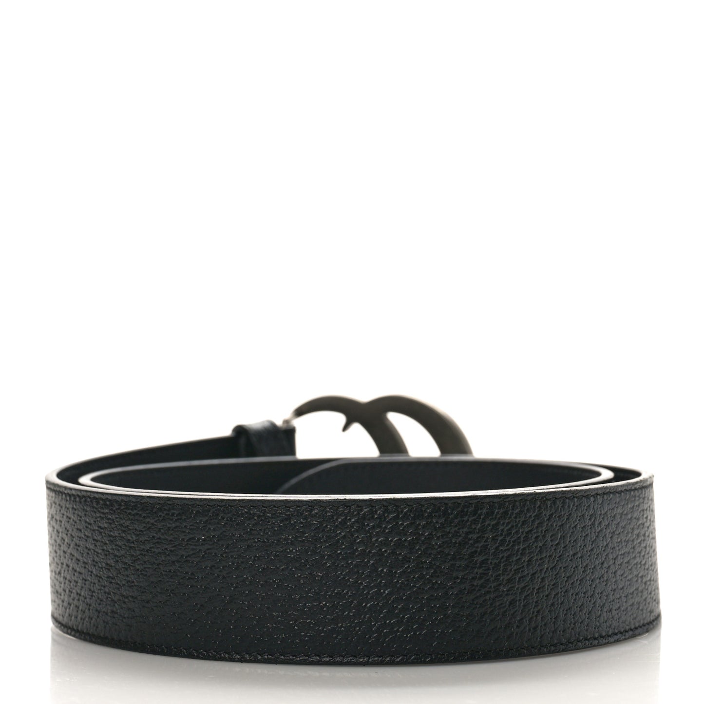 Textured Dollar Calfskin Nickel Double G 40mm Belt 85 34 Black