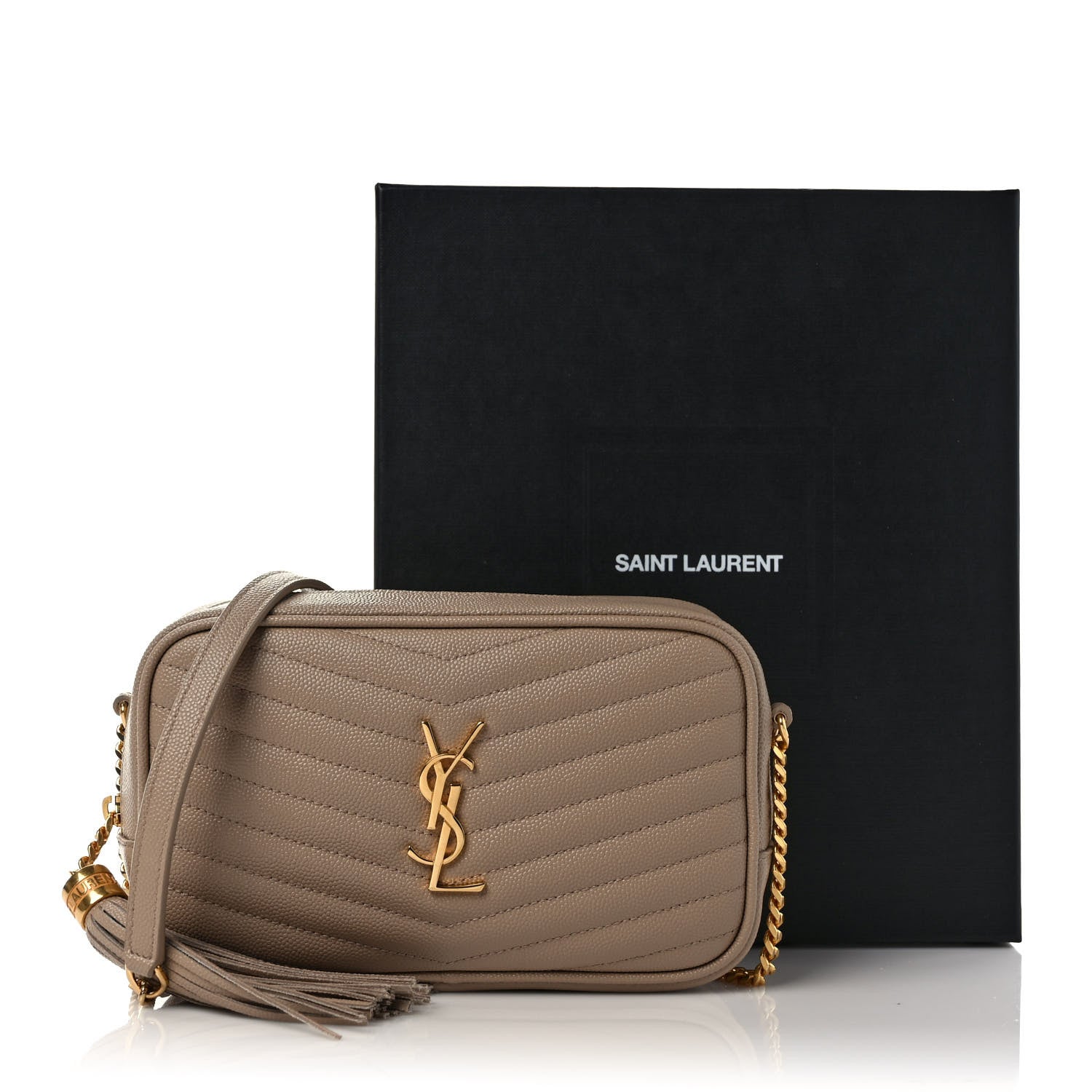 Saint Laurent Grain De Poudre Matelasse Monogram Mini Lou Camera Bag Dark Beige 11 of 11