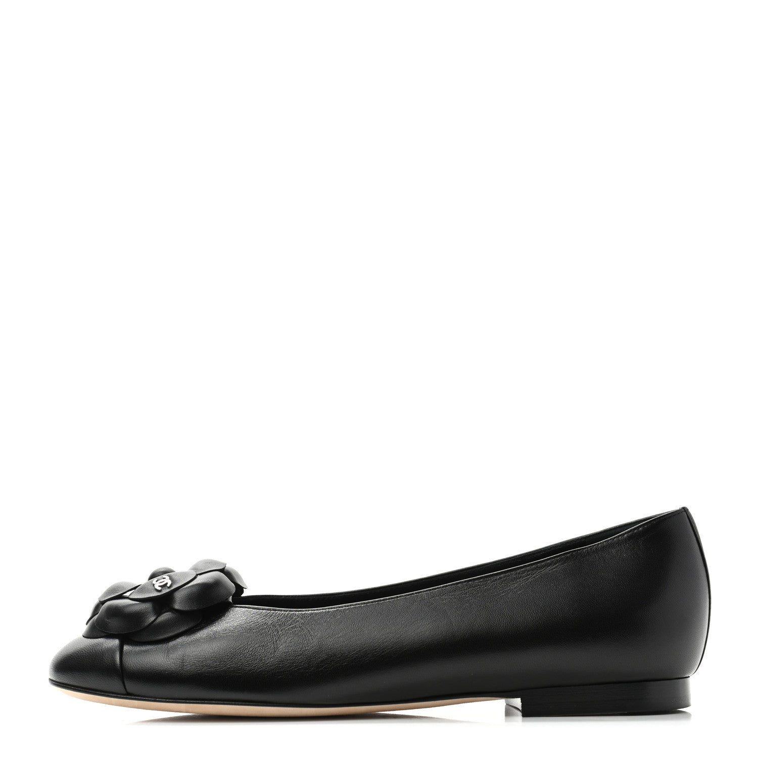 Chanel Lambskin Camellia Ballerina Flats 37.5 Black 1 of 10