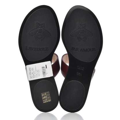 Gucci Calfskin GG Marmont Flat Thong Sandals 36.5 Vintage Bordeaux 5 of 8
