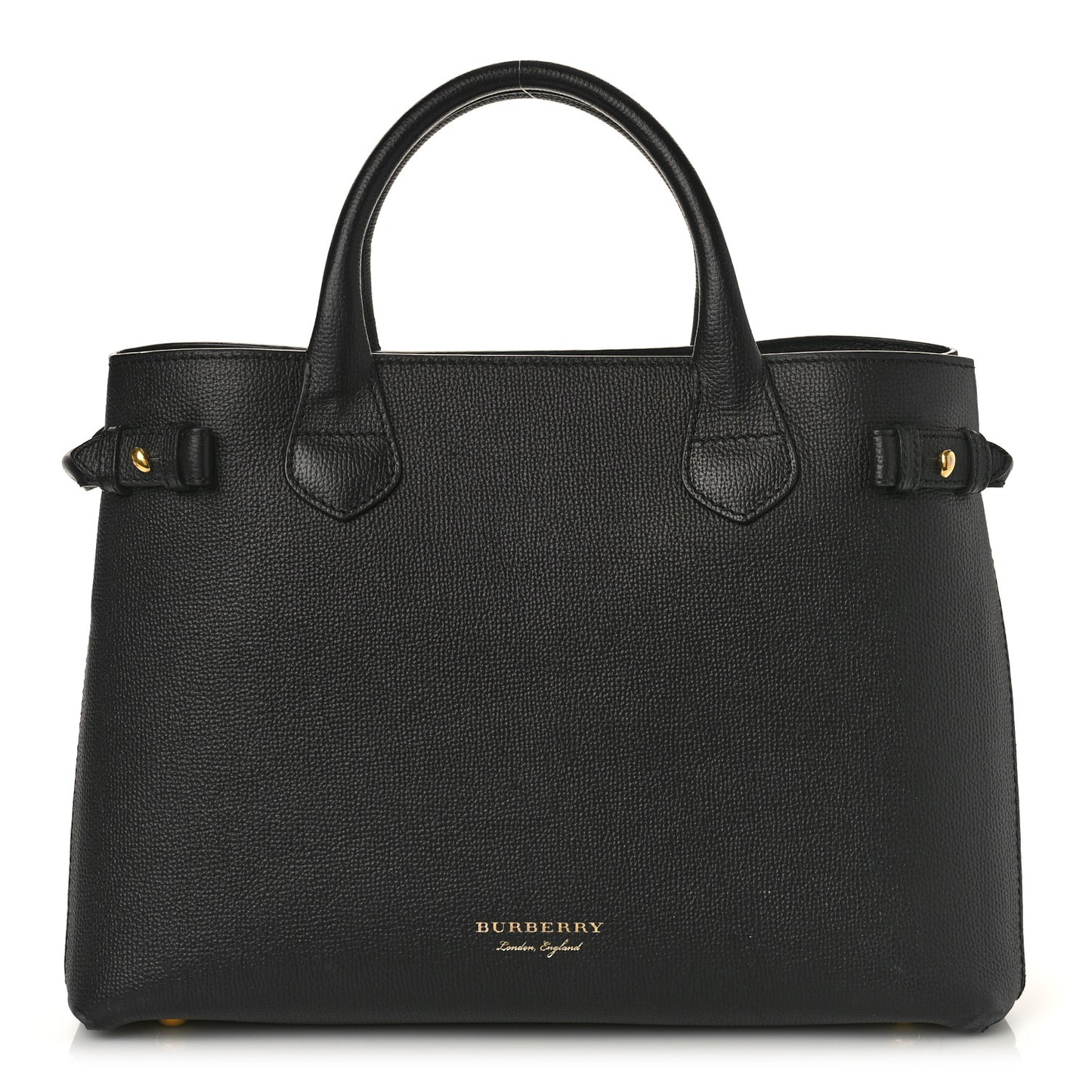 Grainy Calfskin House Check Medium Banner Tote Black