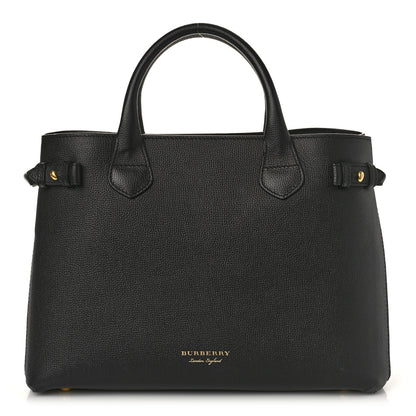 Burberry Grainy Calfskin House Check Medium Banner Tote Black 1 of 9