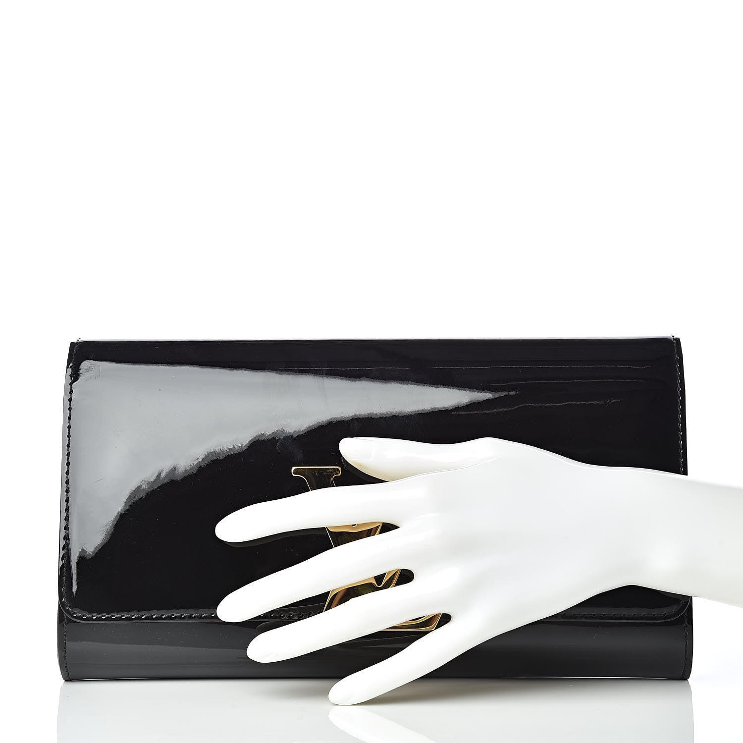 Louis Vuitton Patent Louise Clutch Black 2 of 7