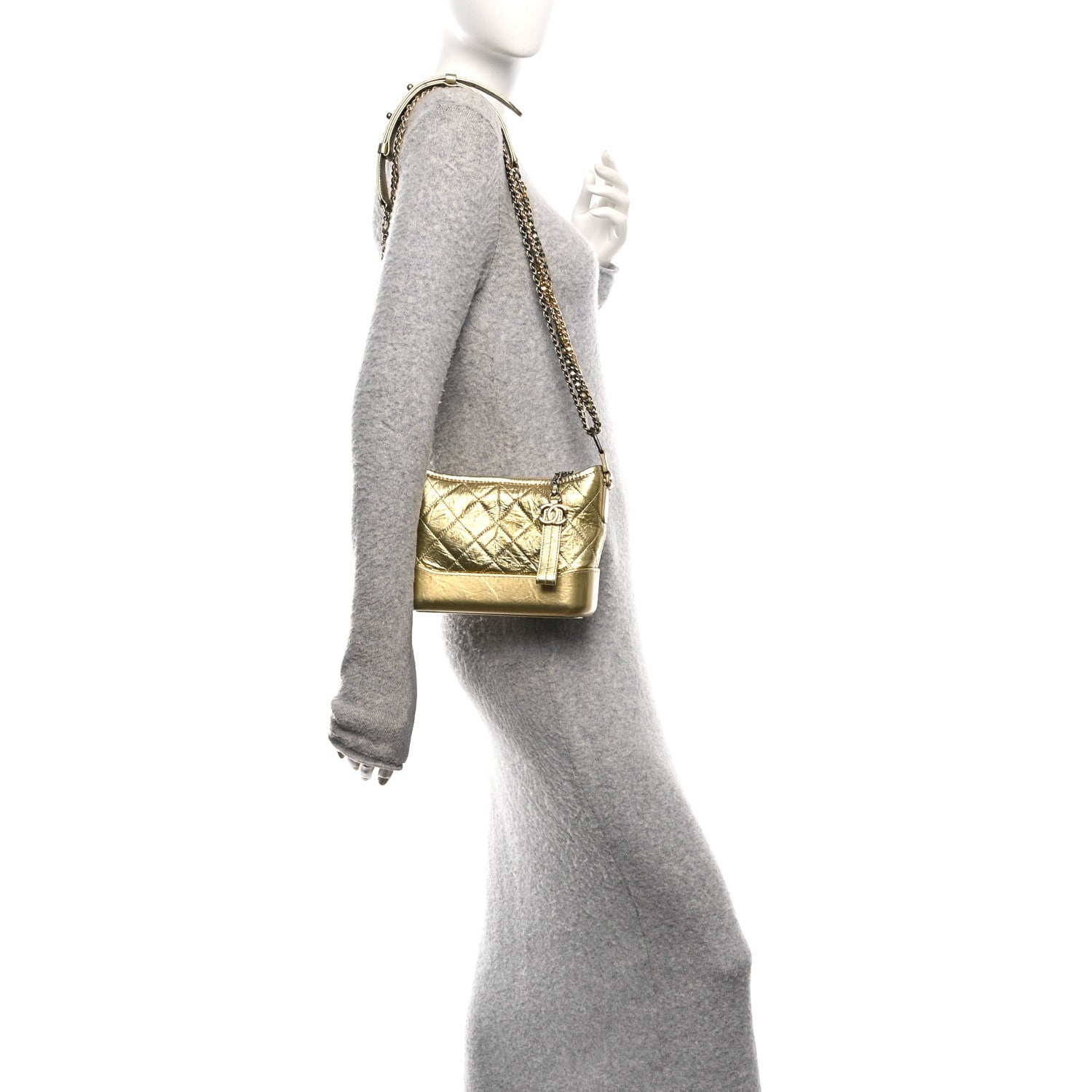 Chanel Metallic Aged Calfskin Quilted Small Gabrielle Hobo Gold 2 of 10