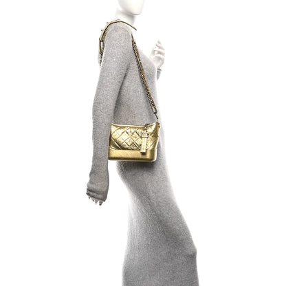 Chanel Metallic Aged Calfskin Quilted Small Gabrielle Hobo Gold 2 of 10