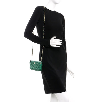 Chanel Caviar Quilted Small Clutch With Chain Green 2 of 10