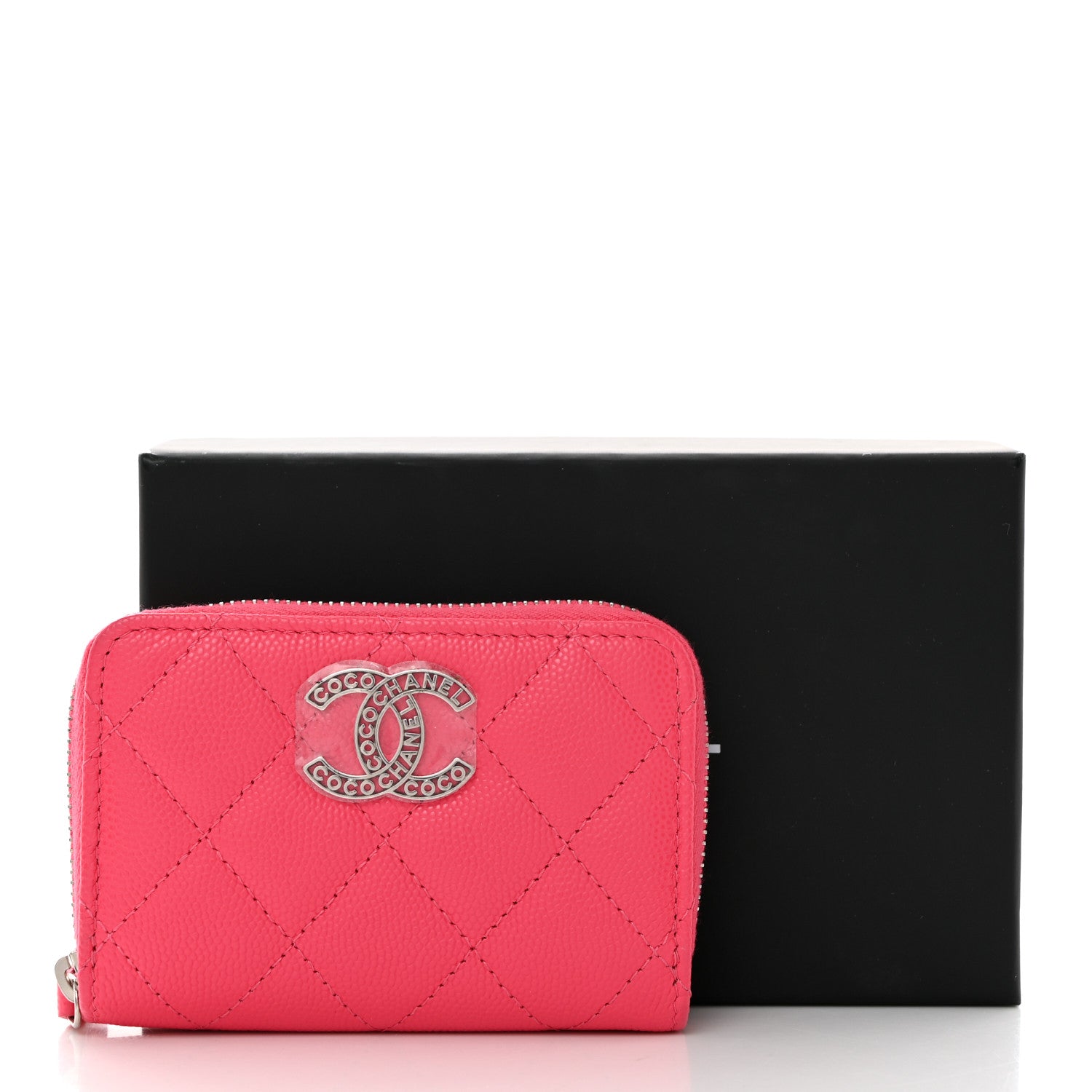 Chanel Caviar Quilted CC Zip Coin Purse Fuchsia 8 of 8