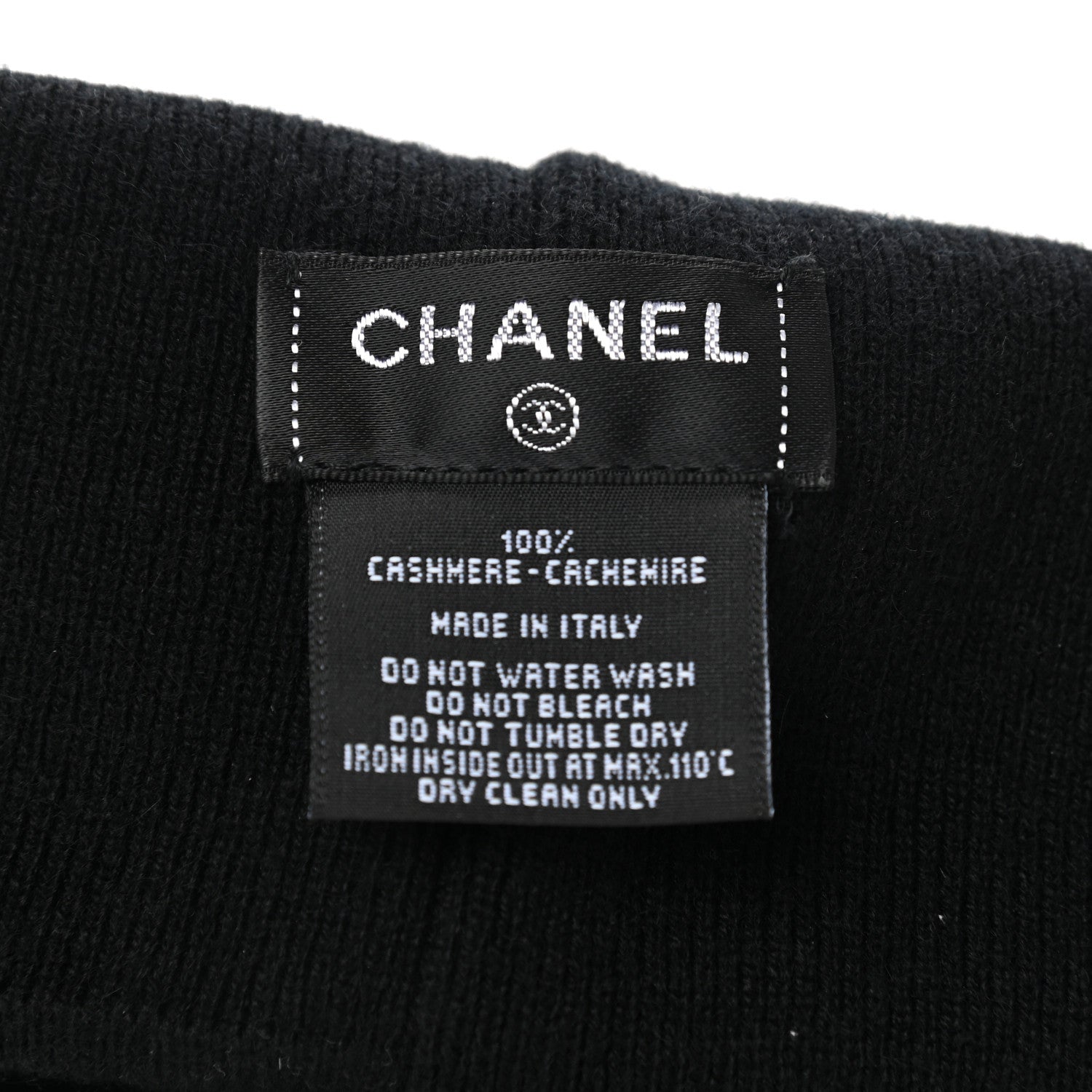 Chanel Cashmere CC Beanie Hat Black Gold 5 of 5