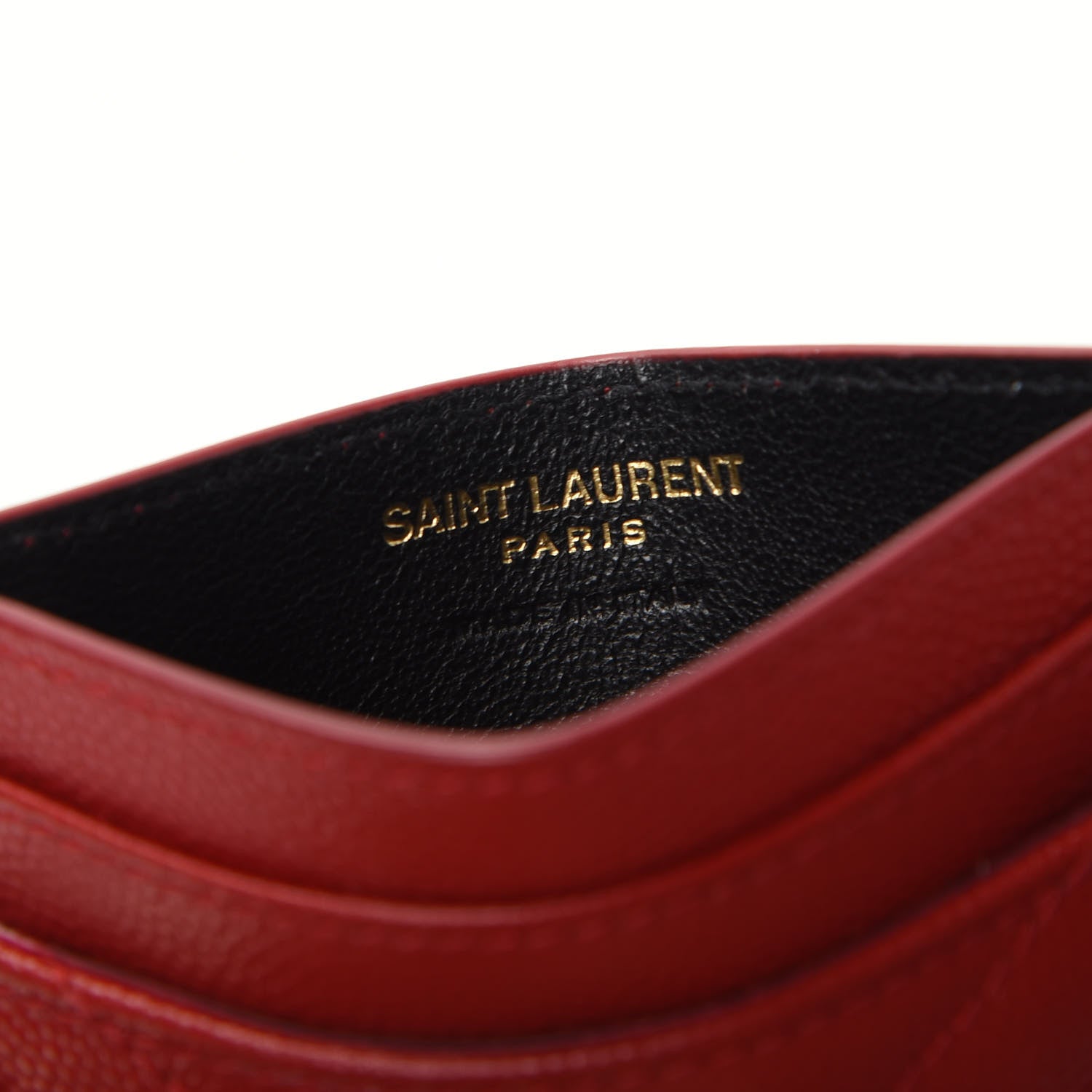 Saint Laurent Grain De Poudre Matelasse Chevron Monogram Credit Card Case New Red 6 of 7