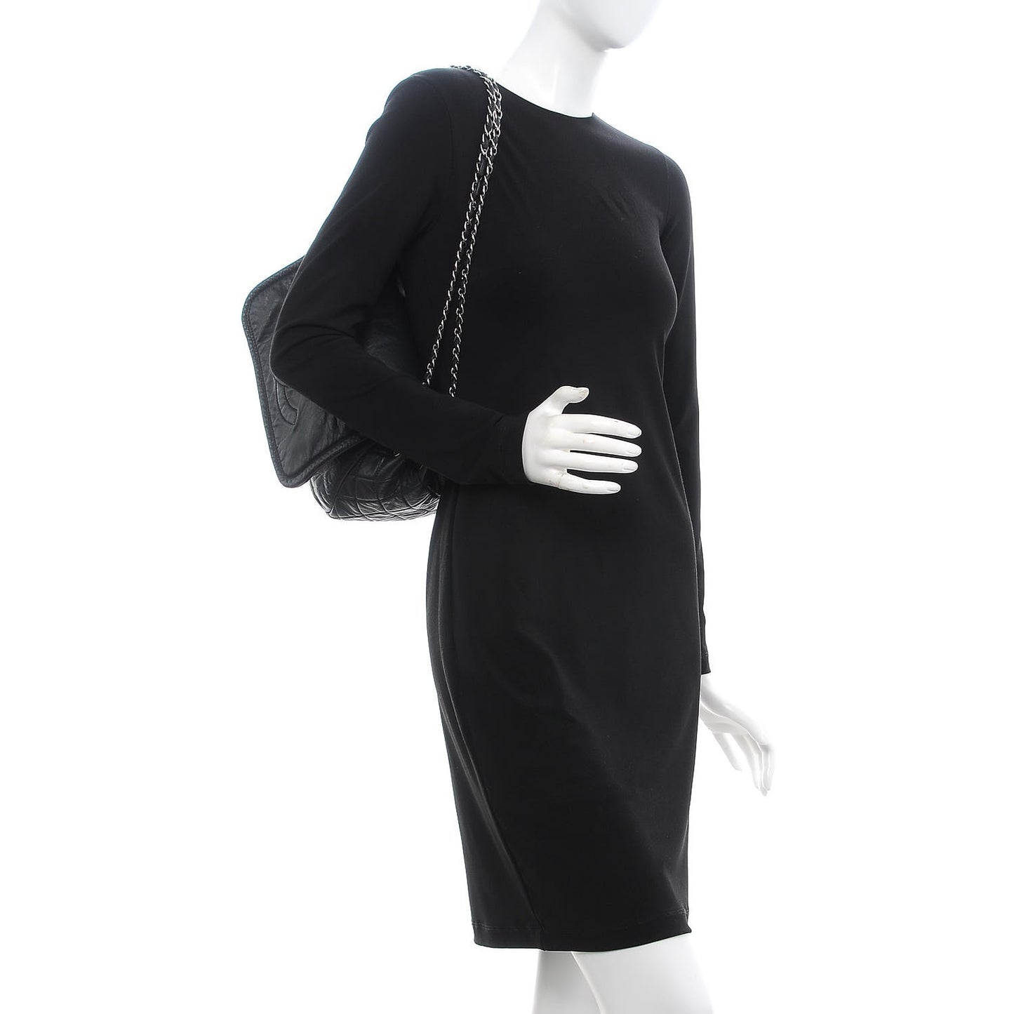 Lambskin Medium Rock and Chain Flap Black