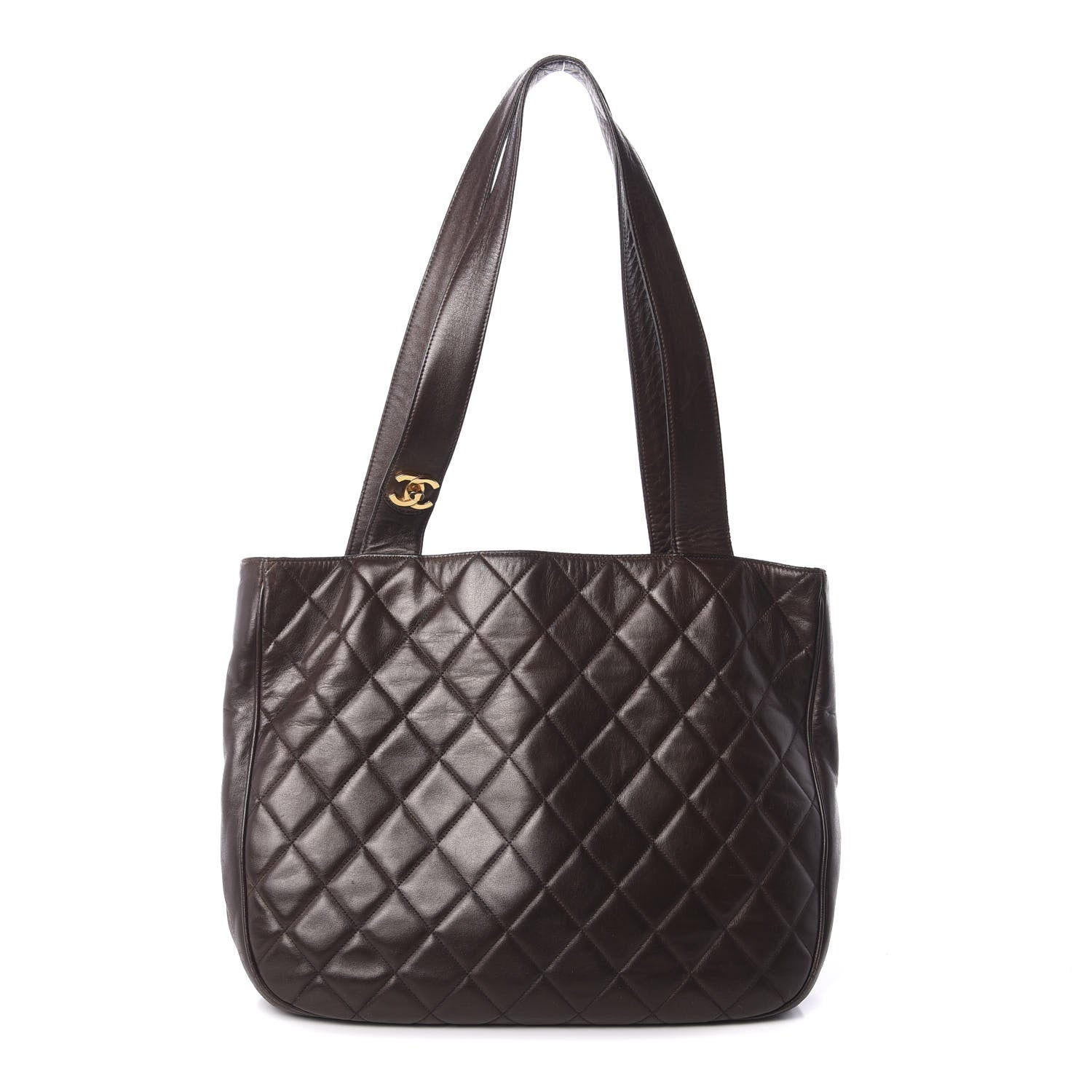 Chanel Lambskin Quilted Tote Brown 1 of 10