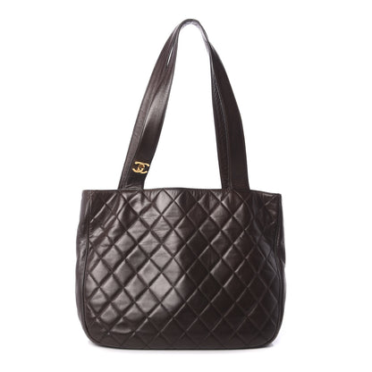 Chanel Lambskin Quilted Tote Brown 1 of 10