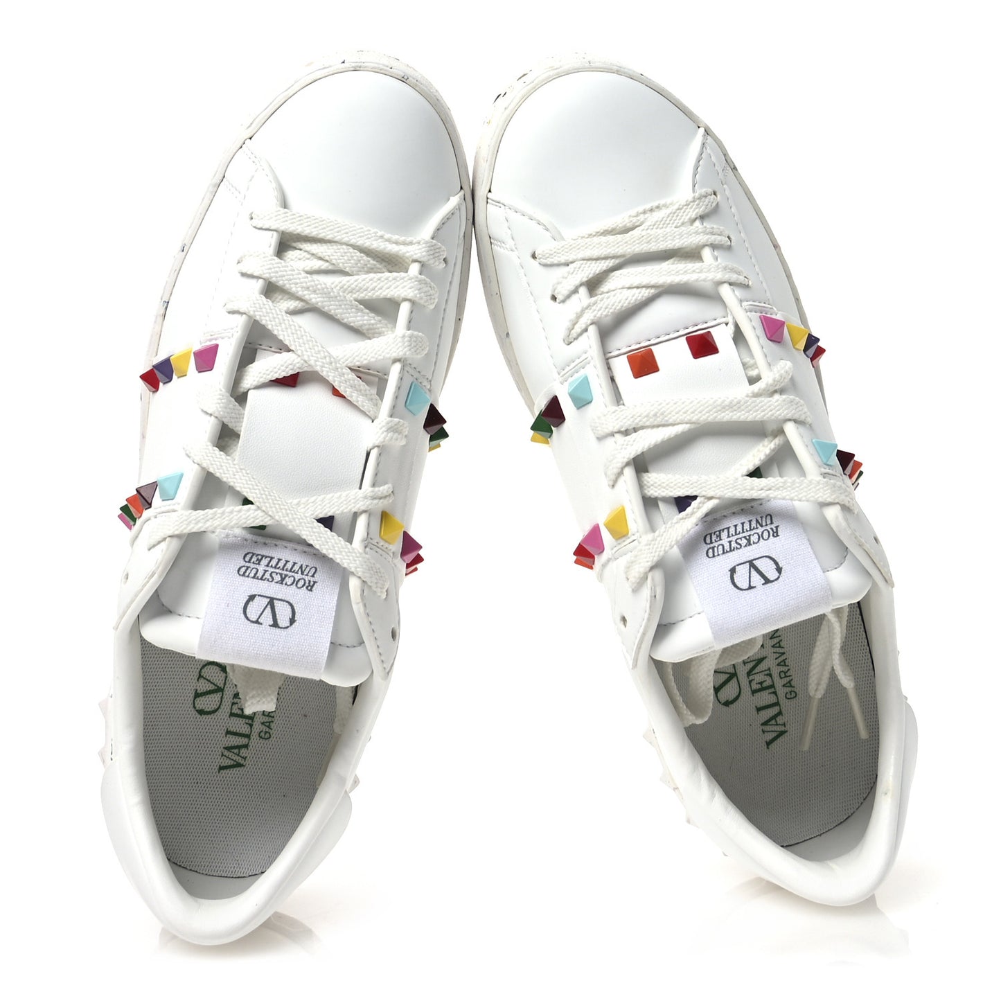 Vegan Leather Womens Rockstud Open for a Change Sneakers 37.5 White Multicolor