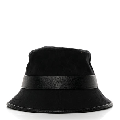 Gucci Monogram Textured Dollar Calfskin GG Jago Bucket Hat M Black 6 of 11