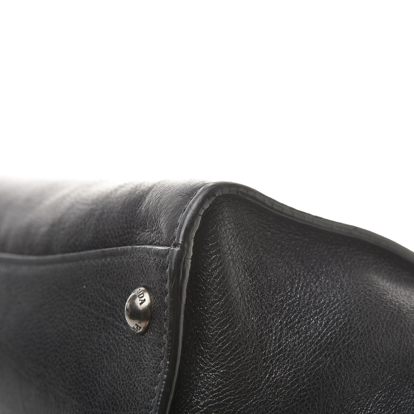 Glace Calf Small Twin Pocket Tote Black