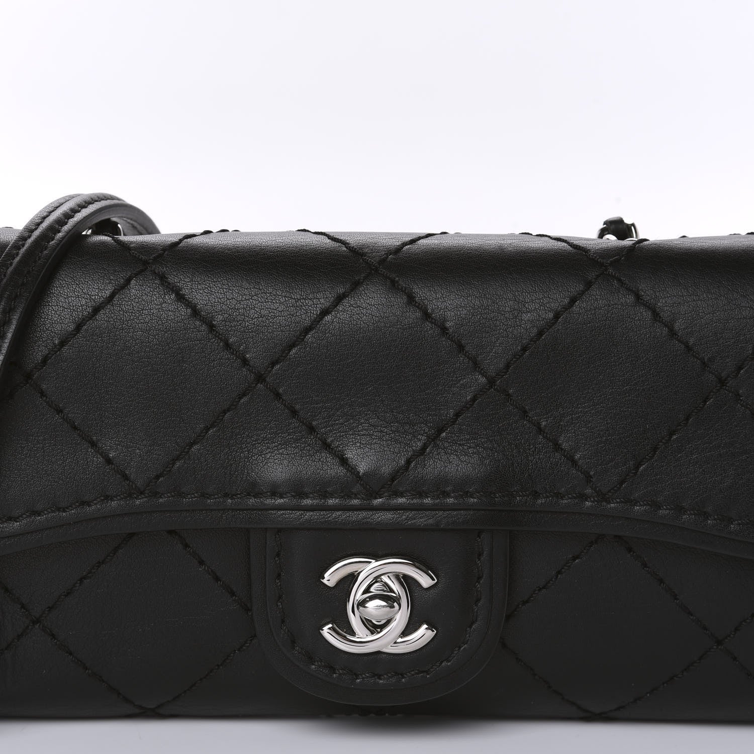 Chanel Calfskin Stitched Clutch Flap Black 13 of 14